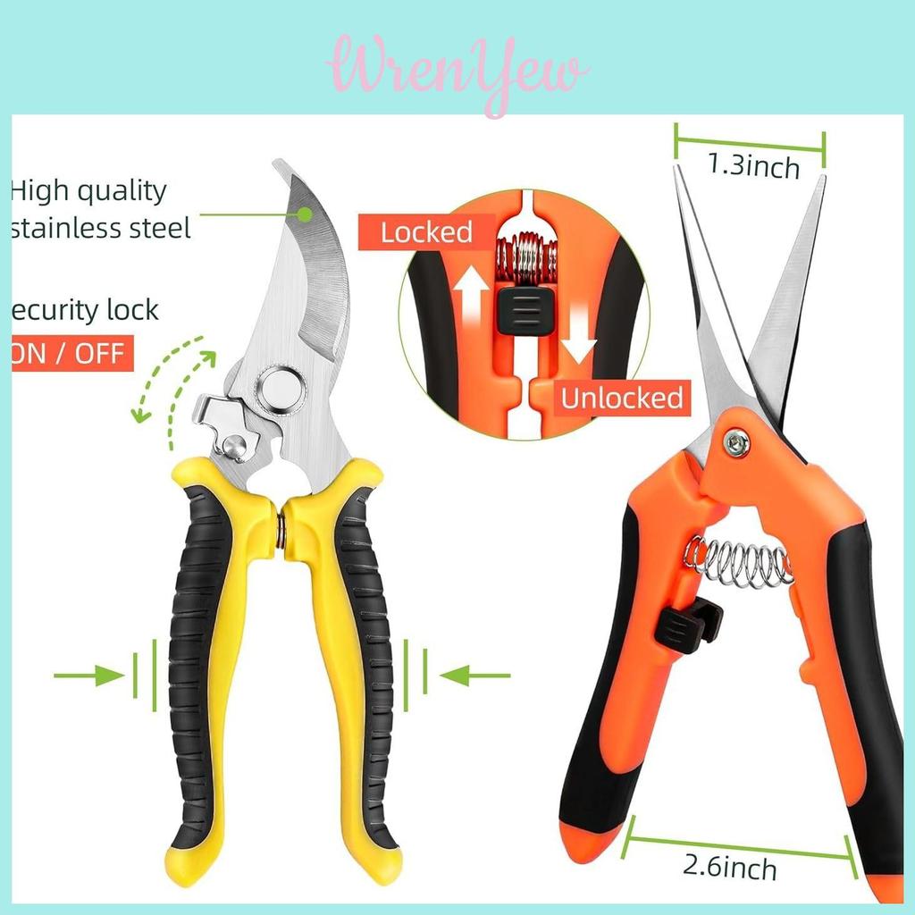 Garden Shears Set With Stainless Steel Blades For Pruning Fruit Trees And Garden Use