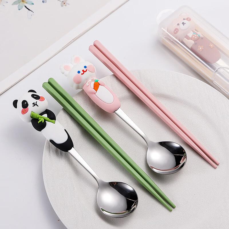 Ruhan Kids' Portable Cartoon Stainless Steel Utensil