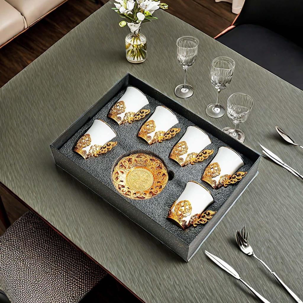 6 Pieces Coffee Cup with Saucer Cappuccino Cup,Coffeeware Juice Cup,Porcelain Porcelain Milk Mug