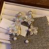 Flower Pearl Fringed Earrings Temperament Light Luxury Fashion Elegant Stud Earrings Versatile High Sense Earrings Women