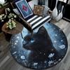 Magical Black Cat Round Area Rug,Carpet Rug for Living Room Bedroom Sofa Playroom Decor,Non-slip Floor Mat