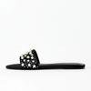 Fashion Sparkling White String Bead Decorative Women Slippers Luxury Pearl Design Peep Toe Slide Sandals Summer Comfortable Flat Sandals