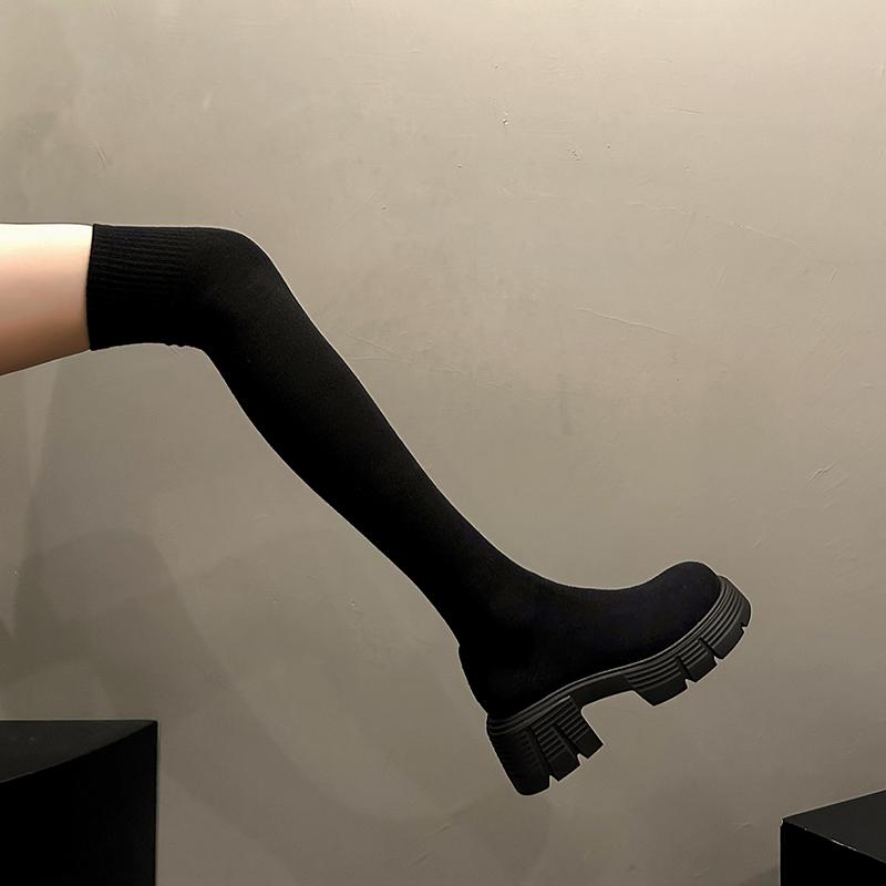 Fashion Design Stretch Fabric Platform High Heels Sock Over-the-Knee Boots Fashion Stretch Slim Long Booties