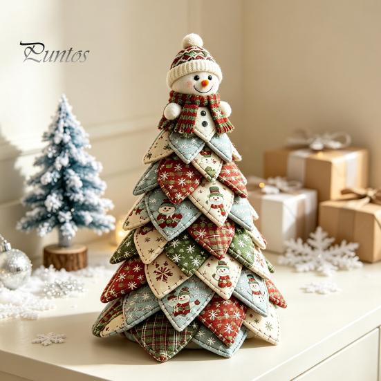 Kits de Manualidades para Decoración del Hogar DIY Kit de Árbol de Navidad de Tela Acolchada, Set de Costura Patchwork Vintage Actividades Educativas Decoración de Mesa para Niños, Hecho a Mano