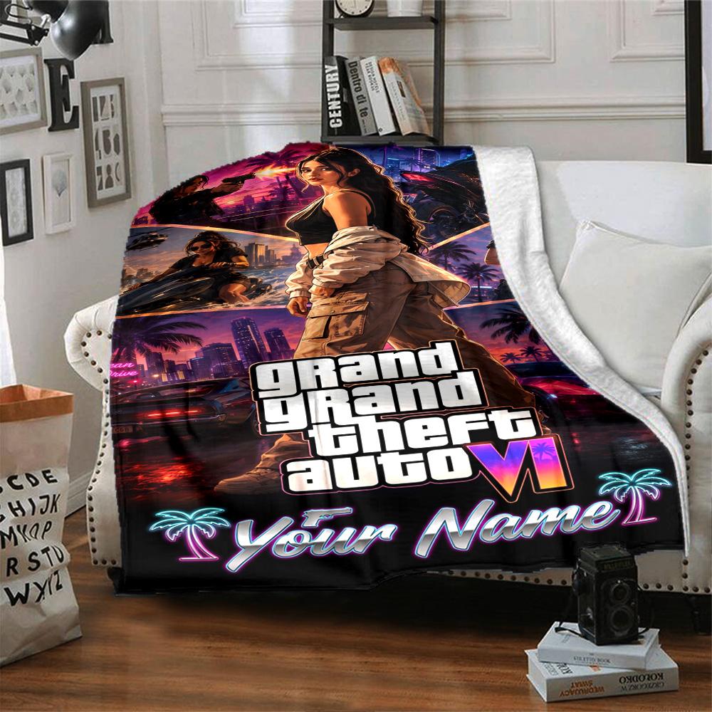 Grand Theft Auto Customize Text Blanket Lightweight Customizable Blanket Warmthful Decor Throw For Home Decor Office Chair Office Chair