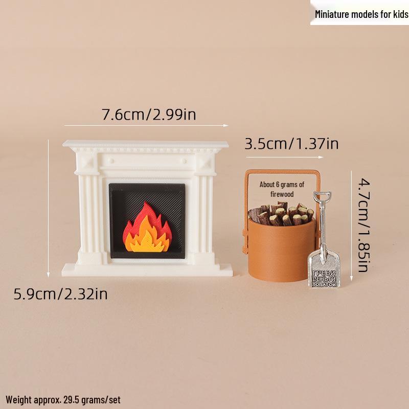Miniature Dollhouse Fireplace Set - Cozy Stove Model for Christmas Scene Decoration