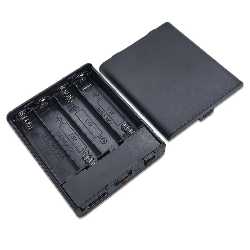 1Pcs 4 Slots Aa Battery Holder No.5 Battery Case With Power Switch And Usb Female Socket Indicator Light Aa Battery Box