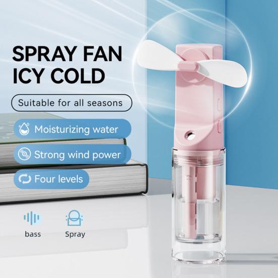Handheld Spray Fan with Powerful Motor Strong Airflow 4 Speeds Low Noise Rechargeable Personal Small Pocket Fan