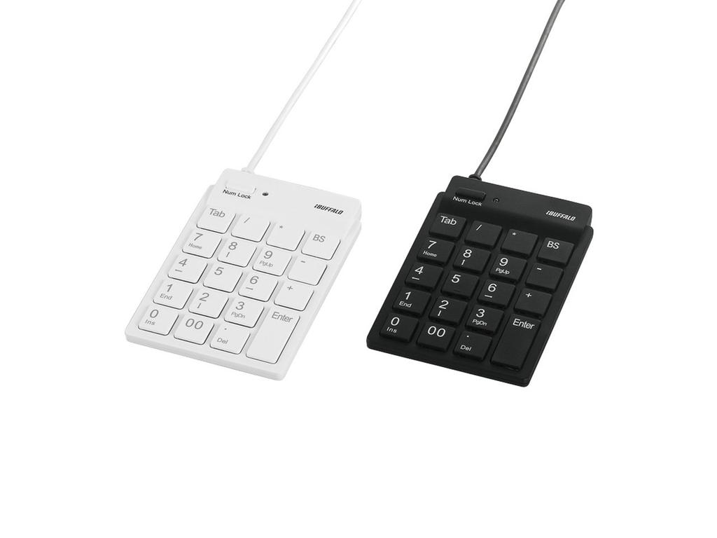BUFFALO Slim Numeric Keyboard with Tab BSTK11BK Key, Black,