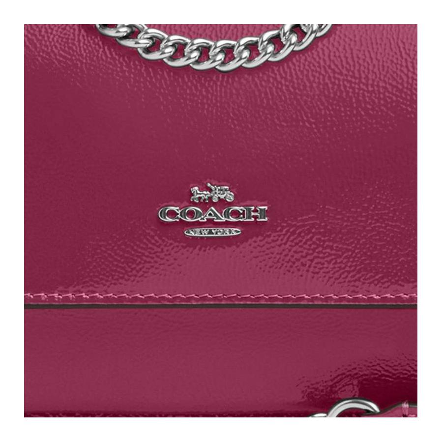 Coach Klare 18 Silver Metal Logo Charm Patent Leather Shoulder Bag Small Women Shoulder Bag Purple CW205-SVPK