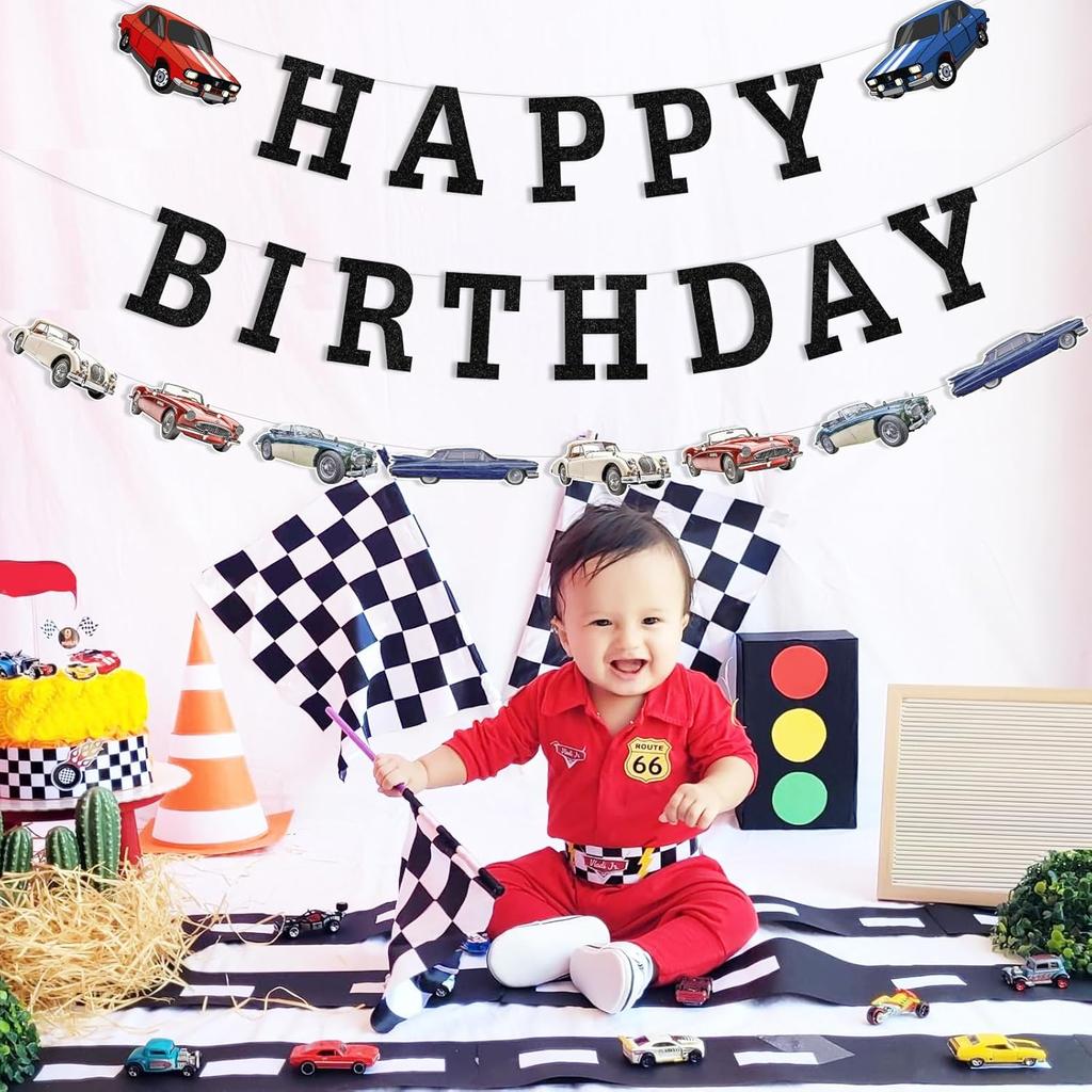 Classic Car Birthday Banner Vintage Classic Car Garland 90s Cars Birthday Decorations Convertible Vintage Cars Theme Banner Garlands Party Decor for