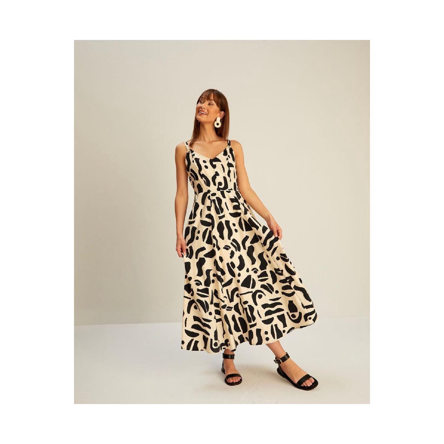 

Платье с карманами на веревочных бретелях S белый