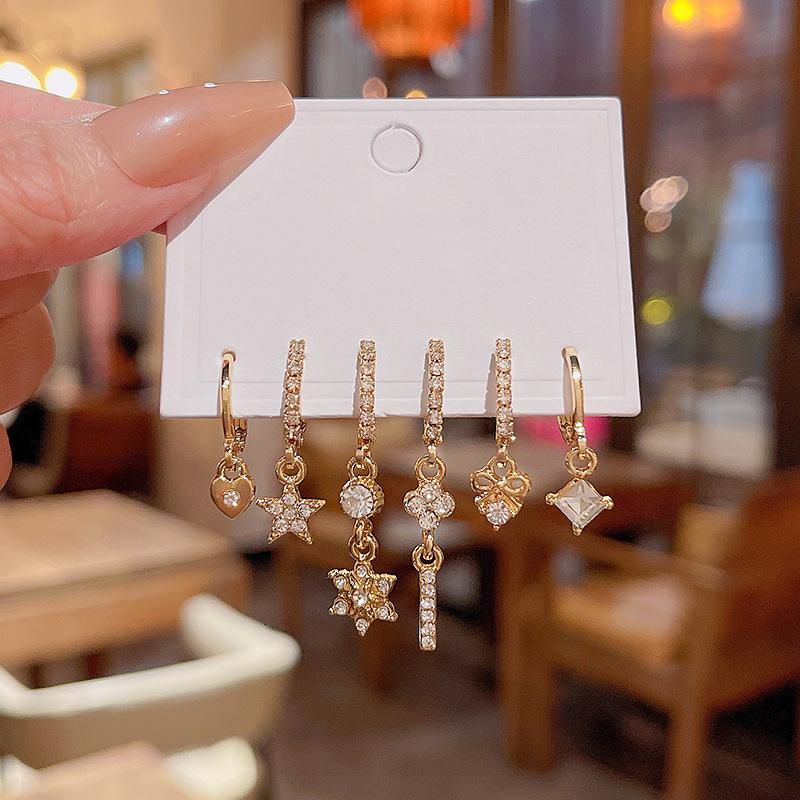 S925 Silver Needle Delicate Zircon Ear Set Small Stud Earrings