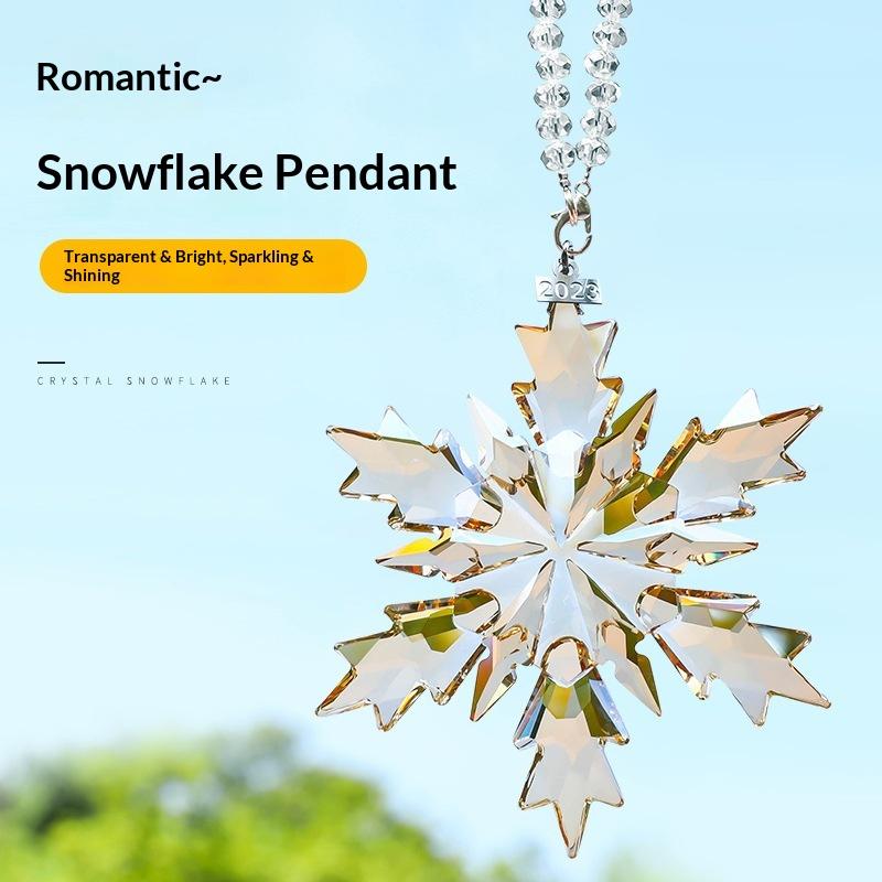 Cross-border Exclusive Snowflake 4 Christmas Tree Pendant 2025 Artificial Crystal Car Hanging