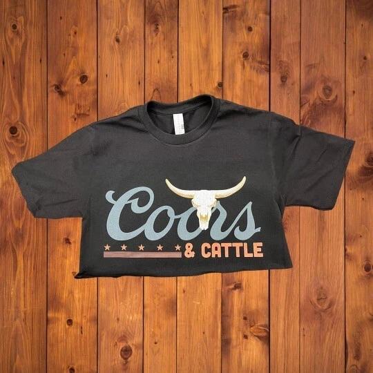 Coors and Cattle Women s Short Sleeve Crop Top in Black 3XL