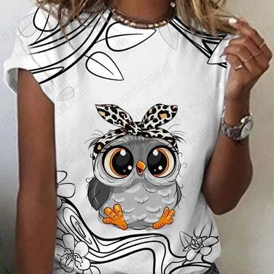 Owl 3d Print Tshirt Women Fashion T-shirts Oversized Graphic T Shirt Anime Tops Tees Letter Tees Camiseta Womens Clothing Kawaii