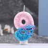 Cartoon Blue Long-Eared Animal Digital Candle for First Birthday Cake Decoration - Number 0