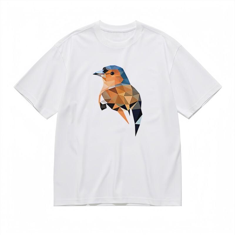 

Women s Trend Breathable Classic T-Shirt Geometric Blue Orange Avian Artwork Tee 3XL