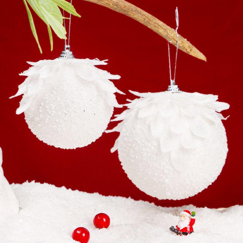 3 st/set 8 cm vit julkula julgran hängande hängsmycke Blomma Skum Snow Ball Xmas dekoration för hemmet LXY
