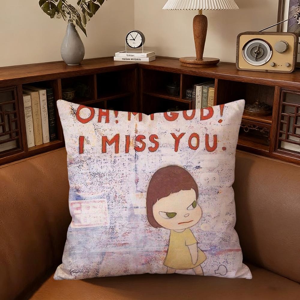 Y-Yoshitomo-O Art Cushion Cover For Pillow N-Naras-S Printing Sofa Decoration Home Car Room Coffee Shop Office Nordic Simplicity