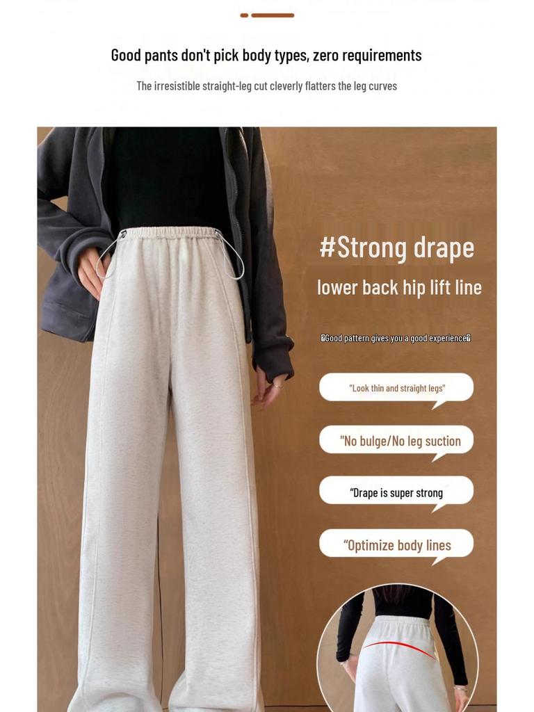 Dark Grey Maternity Fleece-Lined Wide Leg Sweatpants with Side Drawstring - Casual Sport Wear for Spring & Autumn