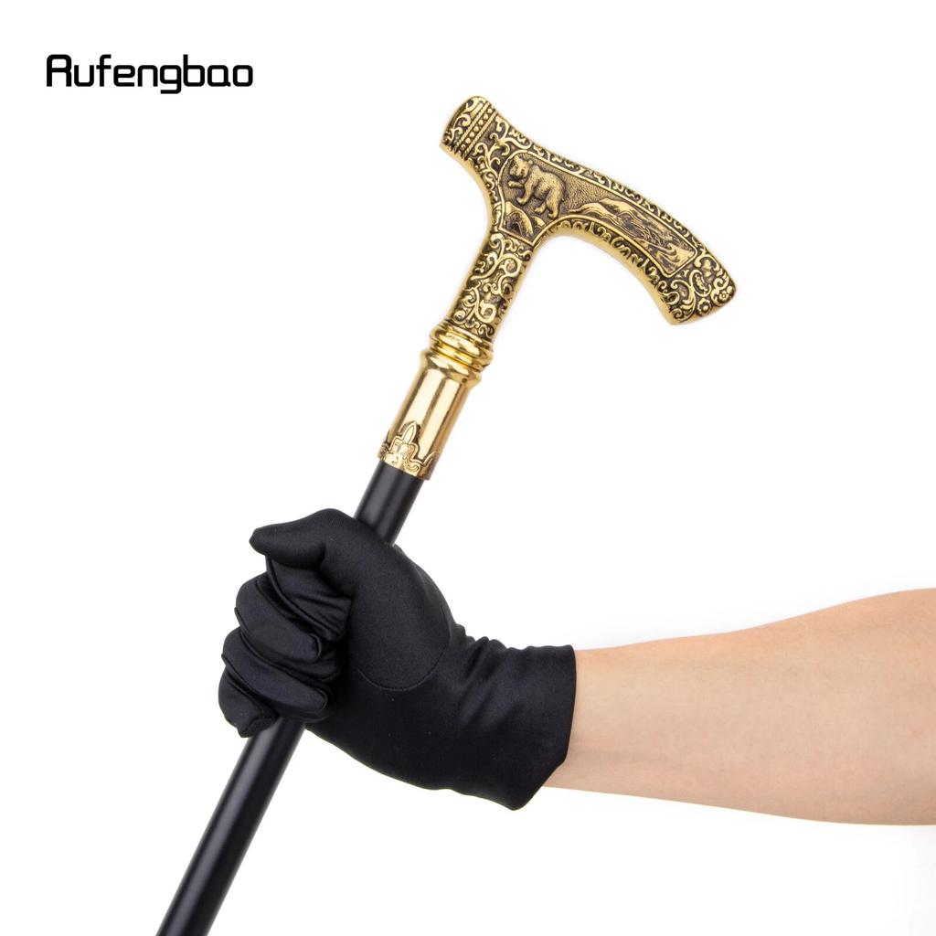 Gold Luxury Bear Handle Walking Cane Fashion Decorative Walking Stick Gentleman Elegant Cosplay Cane Knob Crosier 90cm