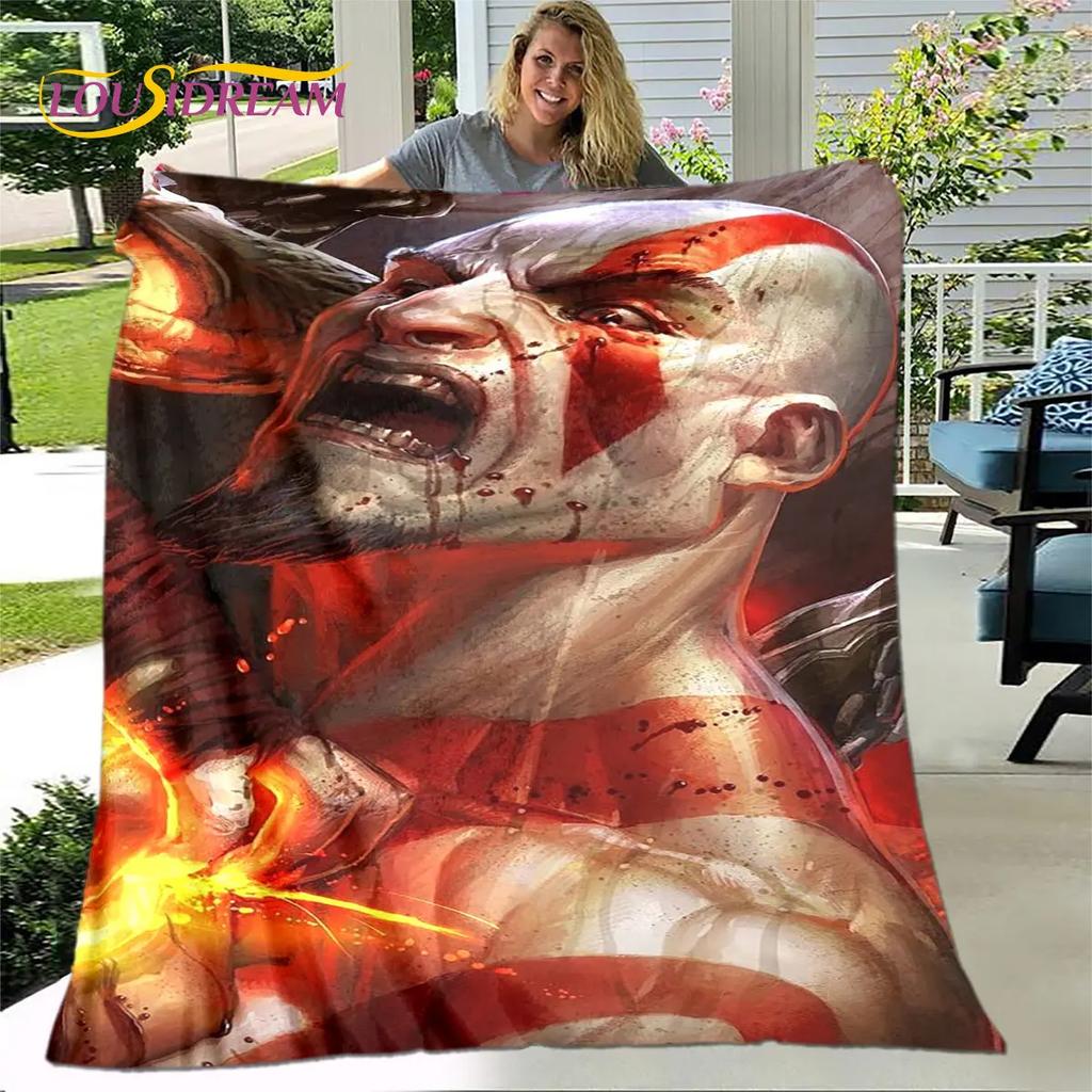 God of War Spiel Spieler Weiche Plüschdecke, Flanelldecke Überwurfdecke für Wohnzimmer Schlafzimmer Bett Sofa Picknick Abdeckung Bettdecke