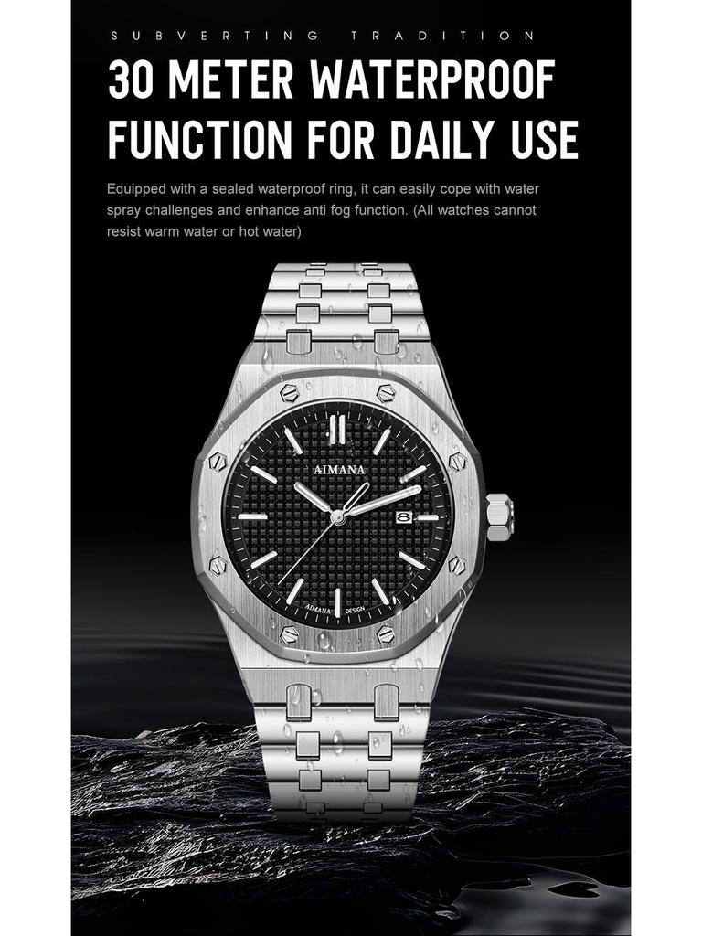 Szwajcarski Luksusowy Męski Wodoodporny Zegarek Luminous