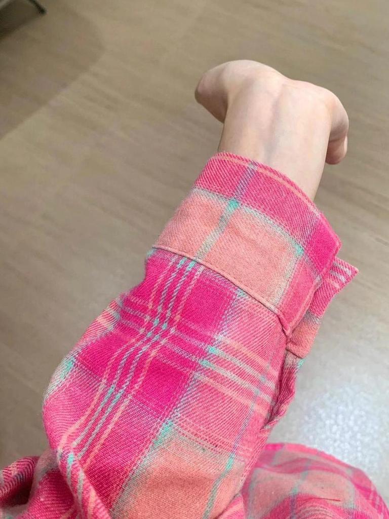 Women's 2026 Early Spring Retro Yellow Plaid Loose Shirt Jacket