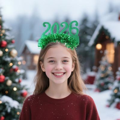 Šťastný nový rok doplněk třpytivá 2026 čelenka třpytivé brýle pro Vánoce Silvestrovské párty potřeby