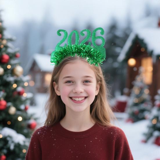 Happy New Year Accessory Sparkling 2026 Headband Glitter Eyeglass for Christmas New Year Eve Party Supplies