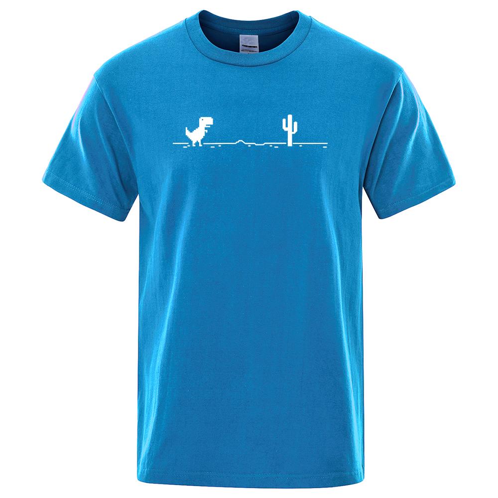 Herr T-shirts Tryckta Dinosaur Cactus Funny Tops Sommar bomull T-shirt för män Casual O-hals T-shirts Streetwear Basic Top