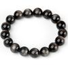 Double Eyed Beaded Silver Obsidian Bracelet Fashion Crystal Round Beads Hand String Jewelry