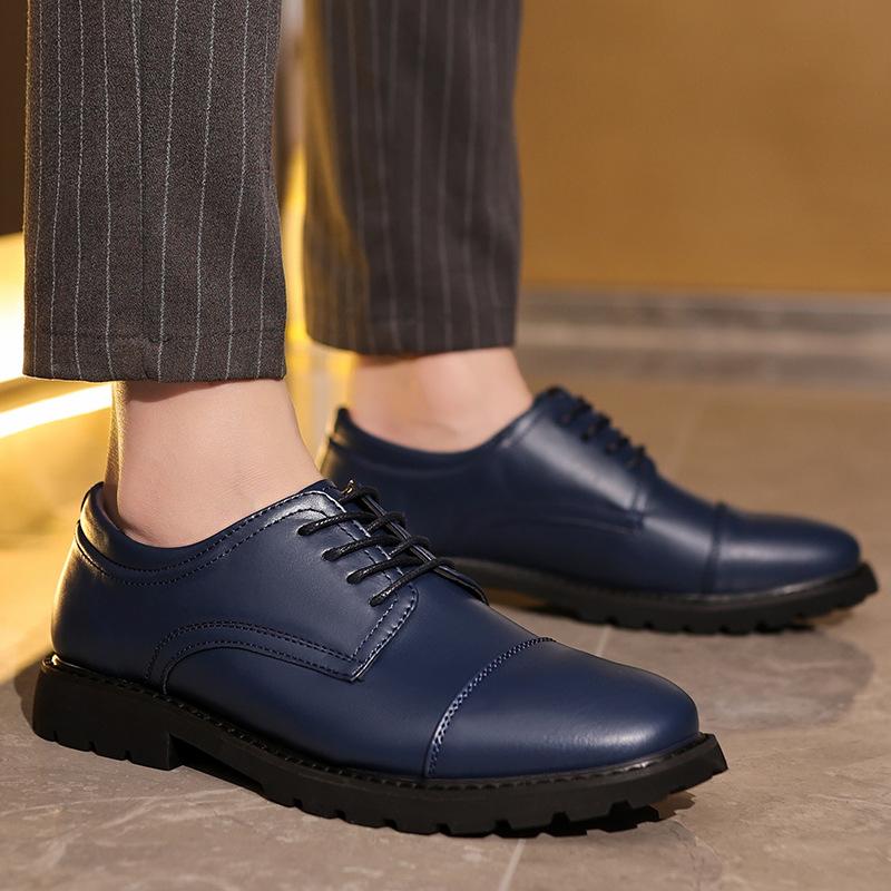 

Мужские кожаные туфли очень большого размера для внешней торговли, для трансграничного бизнеса, высокого класса, для официальных мероприятий, для джентльменов, кожаные туфли для мужчин, три косяка, британская свадьба, я 48 синий