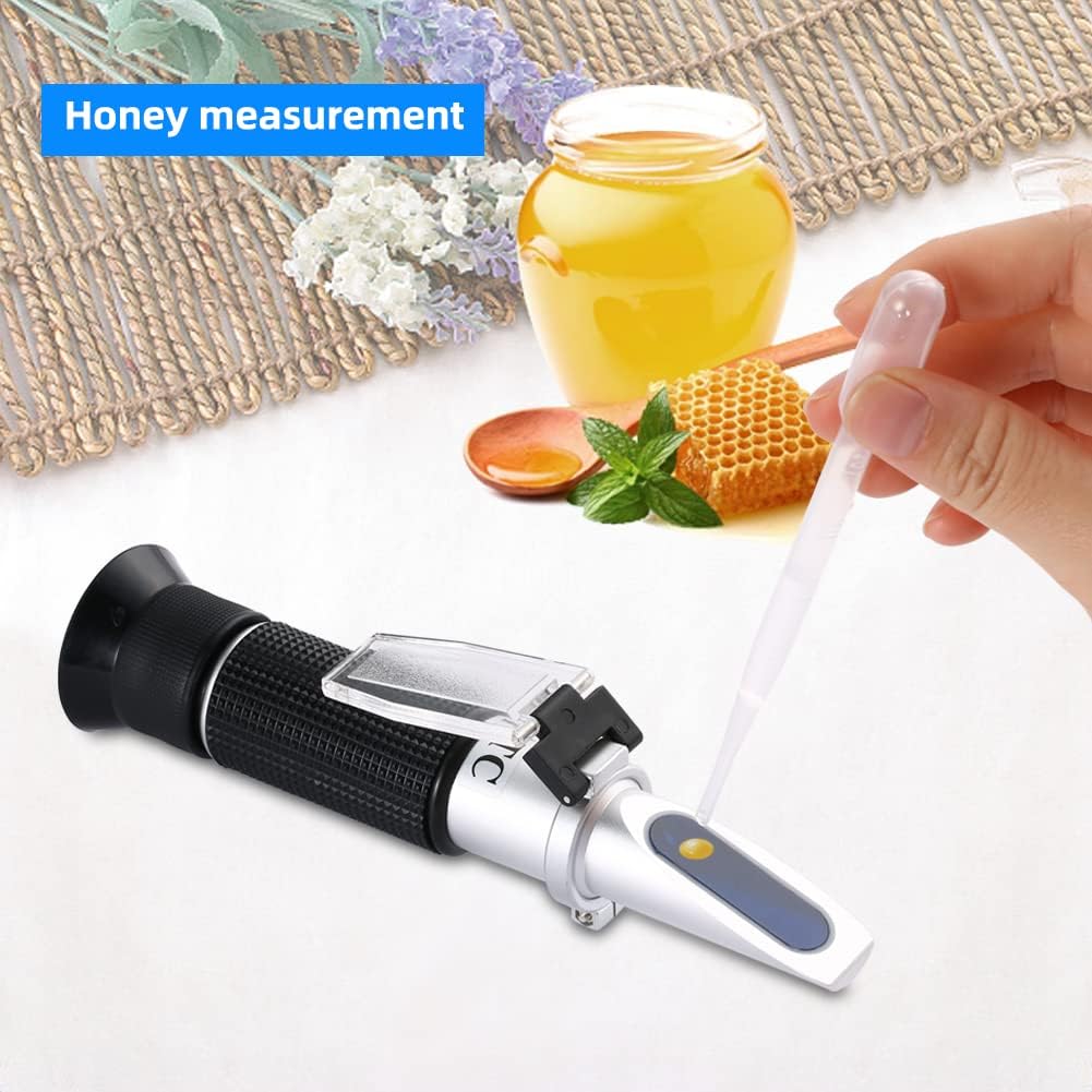 Honey Refractometer Beekeeper Tester 3 in 1 58-90% Brix Sugar 38-43% Baume 10-33% Water Portable Bees Hand-held Refractometer