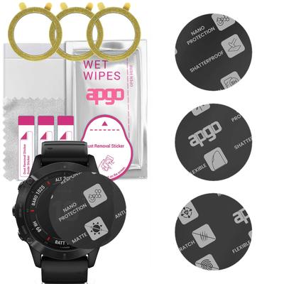 3x Apgo MATTE Hybrid Glass Screen Protector for Garmin Fenix 6X Pro Solar, Tempered Glass Substitute, Non-cracking