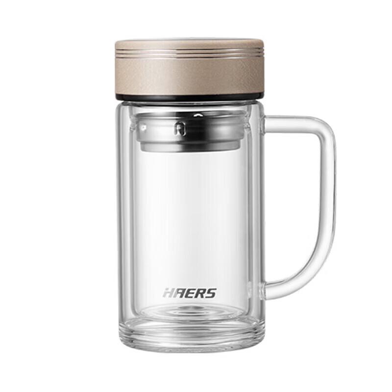 HAERS Master Double-Layer Glass Tea Infuser Cup with Handle