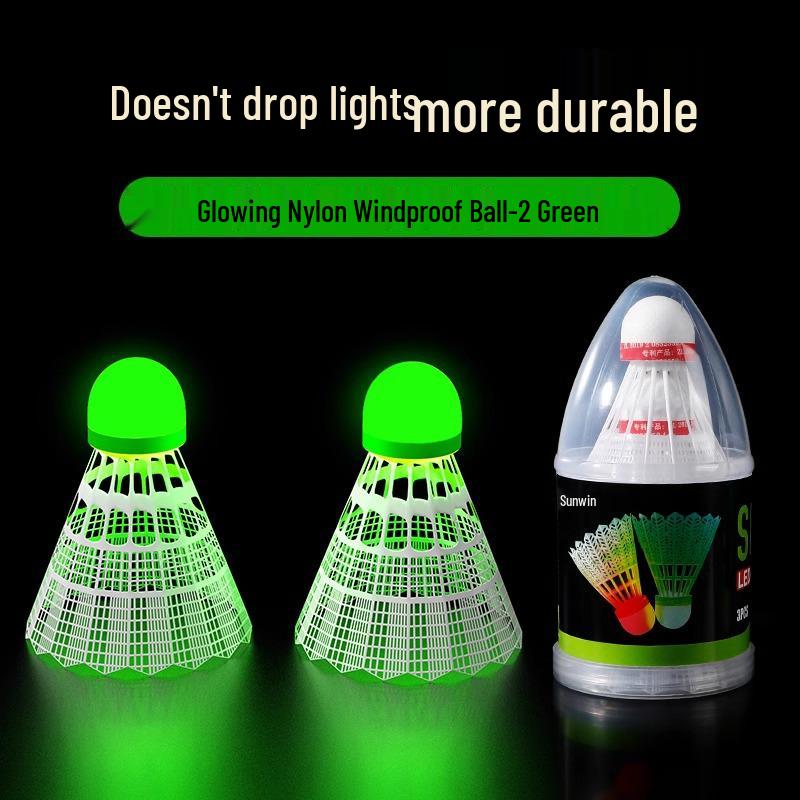 Luminous Windproof Nylon Badminton Shuttlecock with Fluorescent Light Strip for Outdoor Night Training