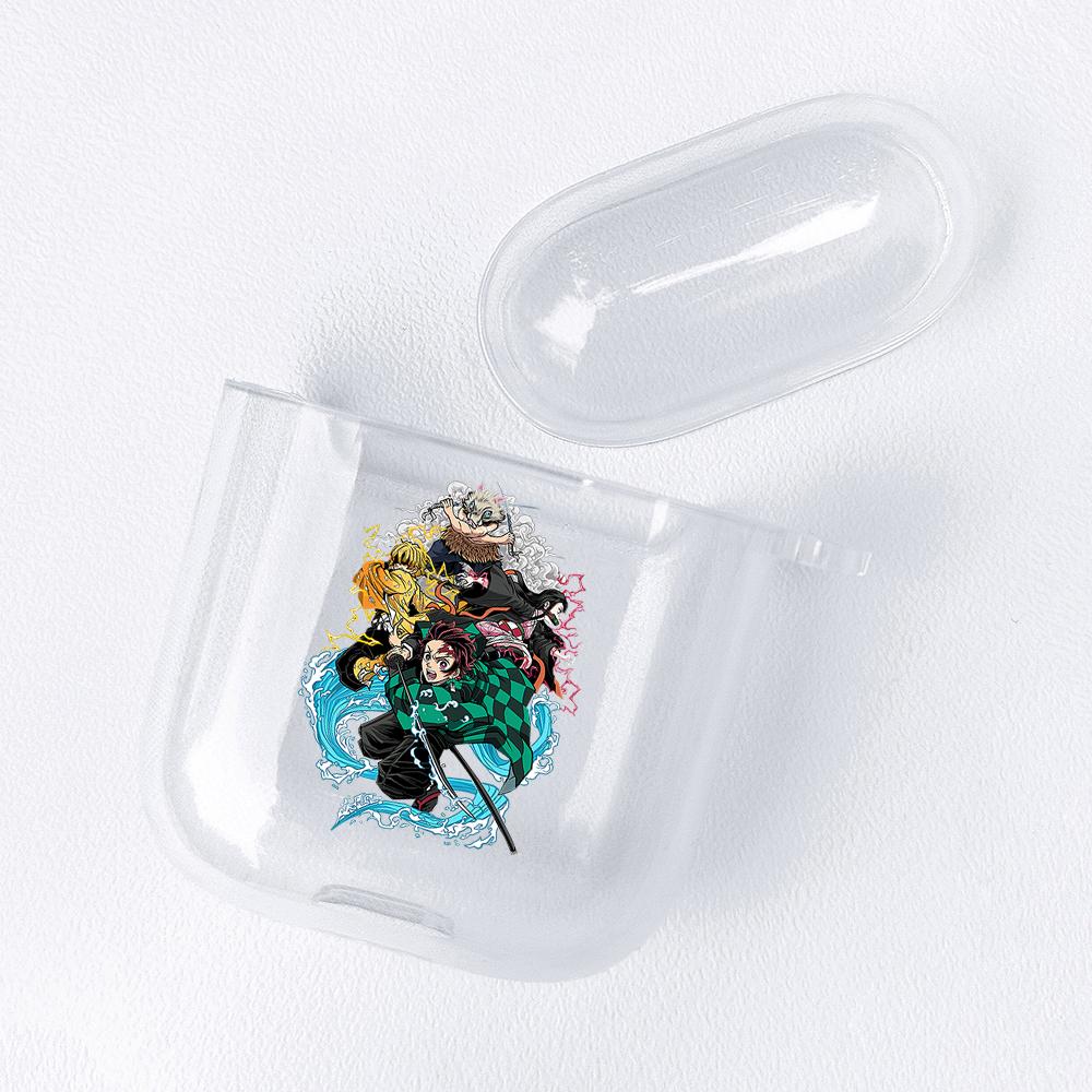 Demon Slayer Nezuko Zenitsu Tanjirou Transparent Airpods-veske for Funda Airpods 2/1-deksel Kimetsu No Yaiba Soft TPU-veske Coque