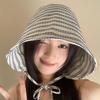 Women's Striped Wide Brim Wrap-around Bucket Hat - UV Protection, Fashionable and Versatile for Summer Sun Safety.