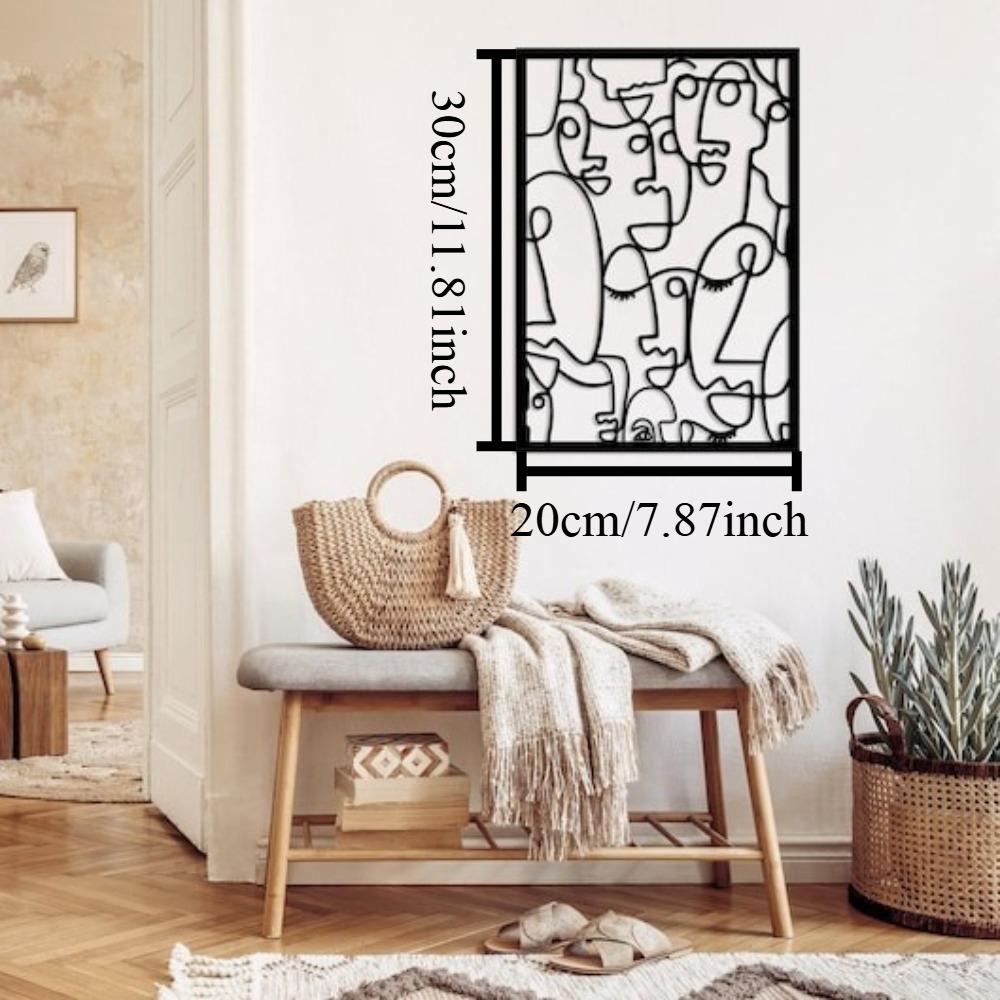 Modern Metal Wall Art Cubism Faces Abstract Decor for Living Room Large Handmade Gift 12in чёрный