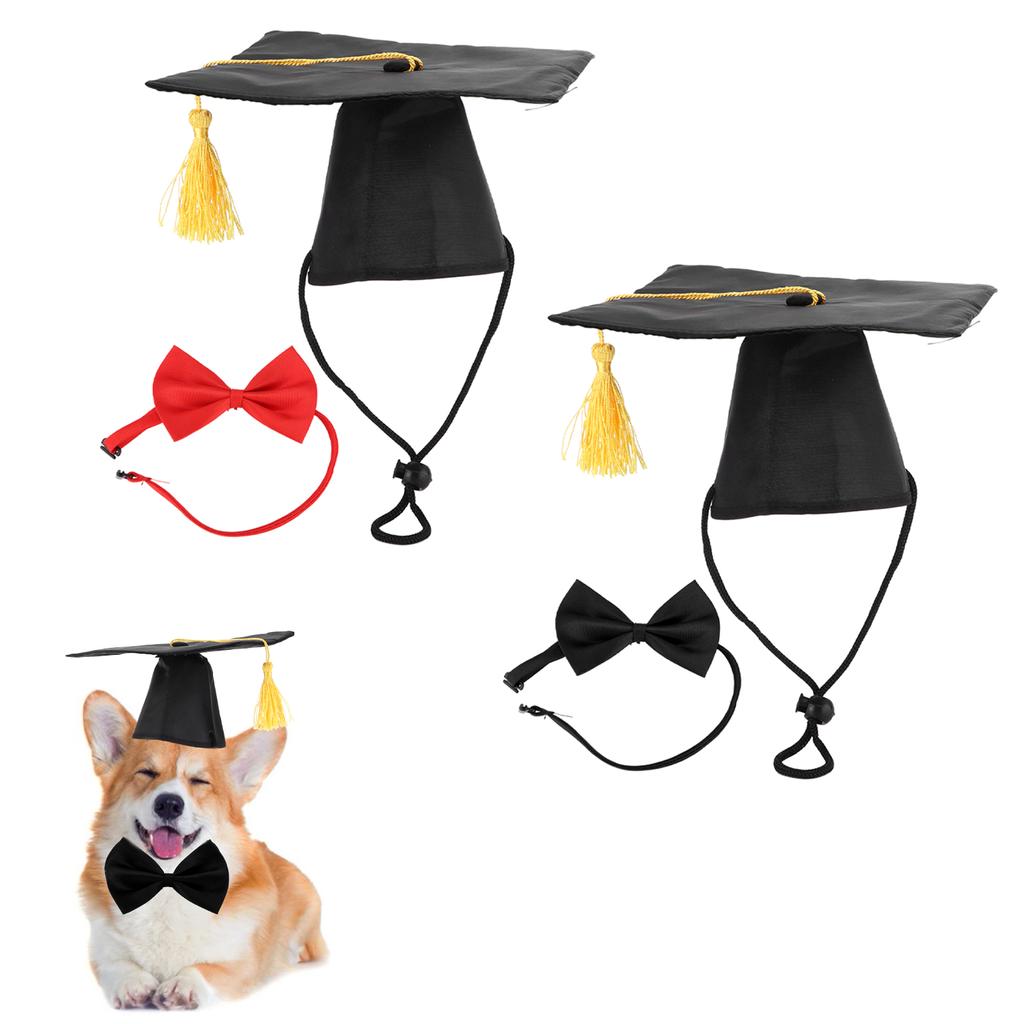 Pet Promoce Čepice s Motýlkem Límec Kravata Promoce Klobouky pro Psy a Malé Mazlíčky