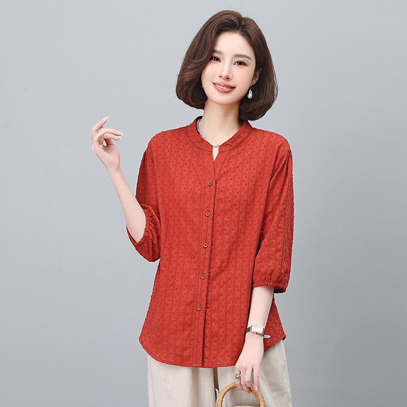 

Женская летняя повседневная рубашка с короткими рукавами свободного кроя 2025 Medium красный