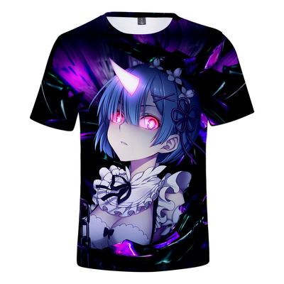 Re Zero 3d Printed T-shirt Short Sleeve for Summer Men Women Cartoon Clothes Rem and Ram Japanese Anime Shirt Tees