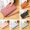 Fashion PU Leather Long Wallet Zipper Large Capacity Coin Purse Embroidery Wristlet Handbag Women