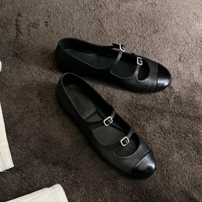 Schaapswollen versie~ Retro leren platte schoenen, veelzijdige Mary Jane met lichte opening voor dames, damesschoenen