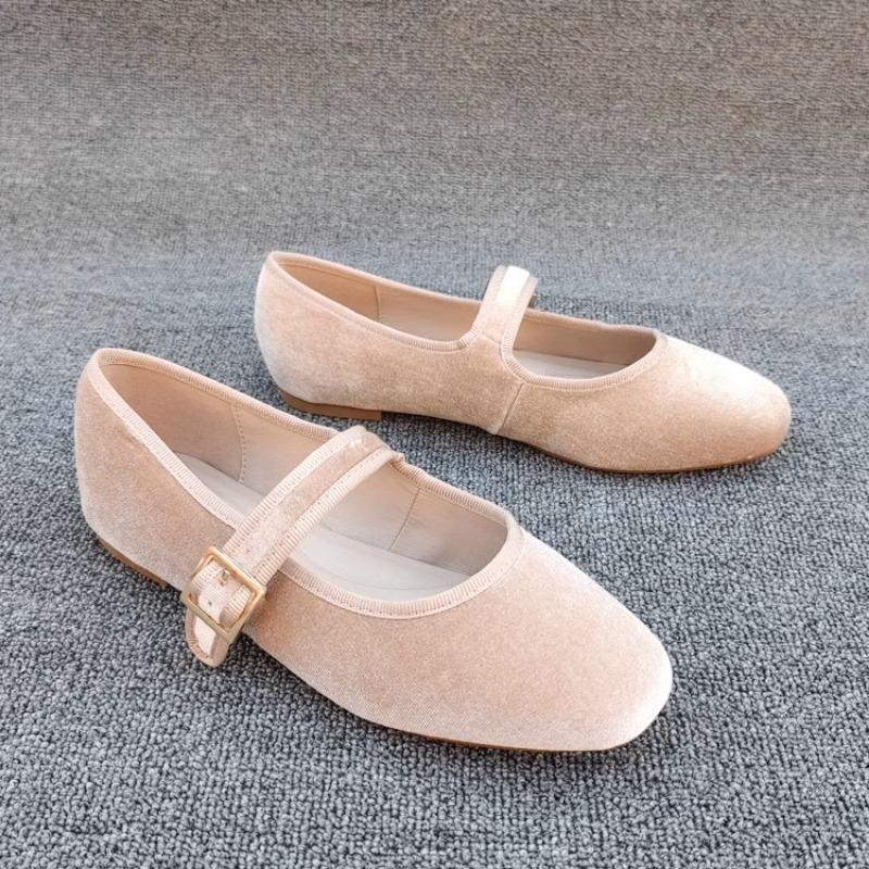 Mode Retro Ballerinas Damen Einfarbig Eckige Zehenpartie Frühling und Herbst Wildleder Damenschuhe Damen Slipper Damen zapatillas mujer