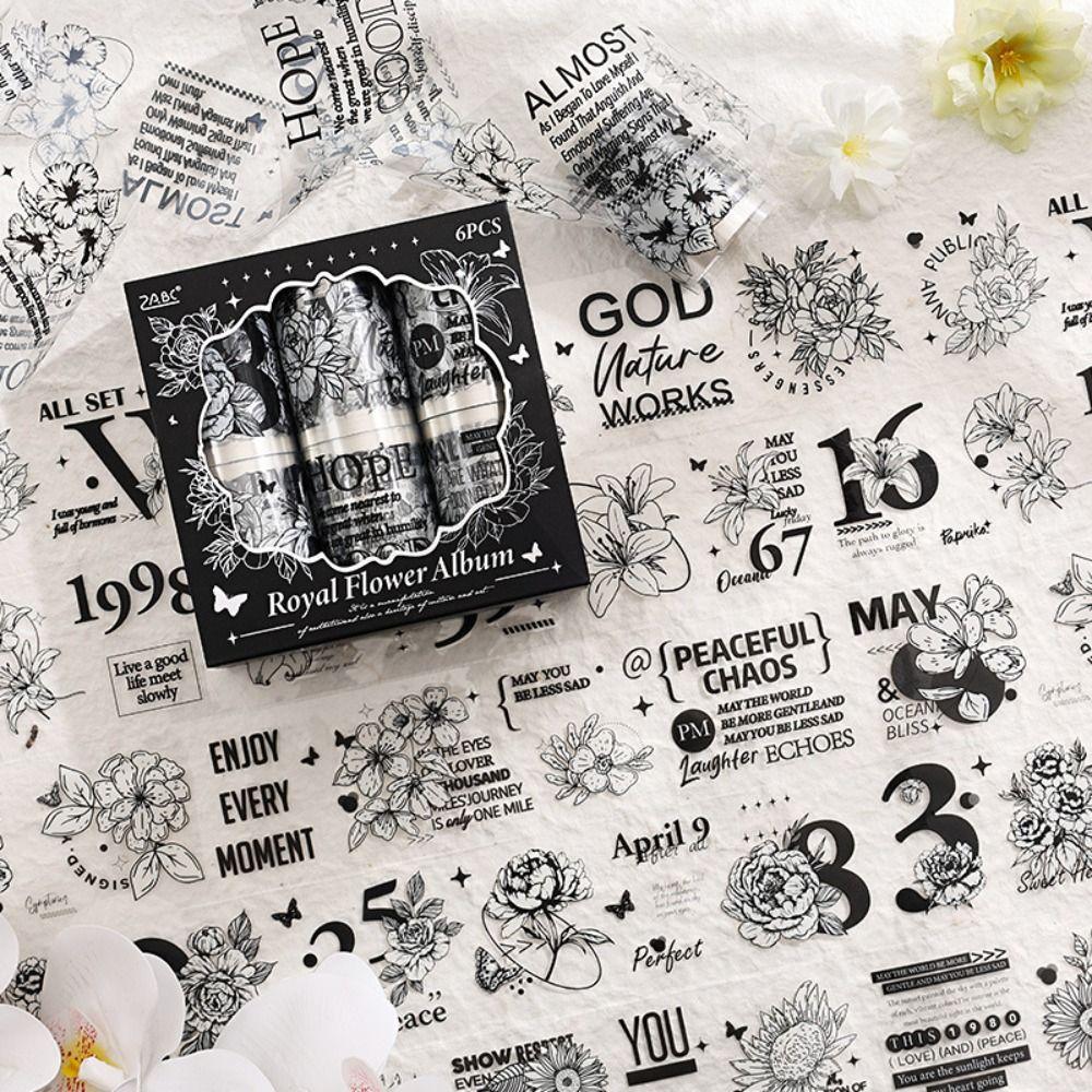 

6 Rolls Romantic PET Waterproof Adhesive Tape DIY Scrapbooking Sticker Roll Office Supply 6 Rolls