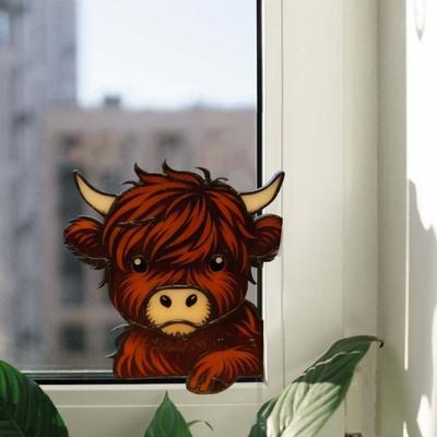 Yousheng Hochlandrind Fenster-Ecken-Dekoration 3D-gedrucktes spähendes Hochlandrind Haus Büro Wohnzimmer Tür-Fensterrahmen-Ornament