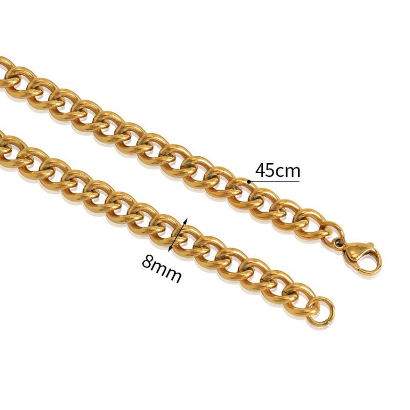 Meier Trendy ins punk style personalized hip-hop cuban link stainless steel necklace bracelet 18K